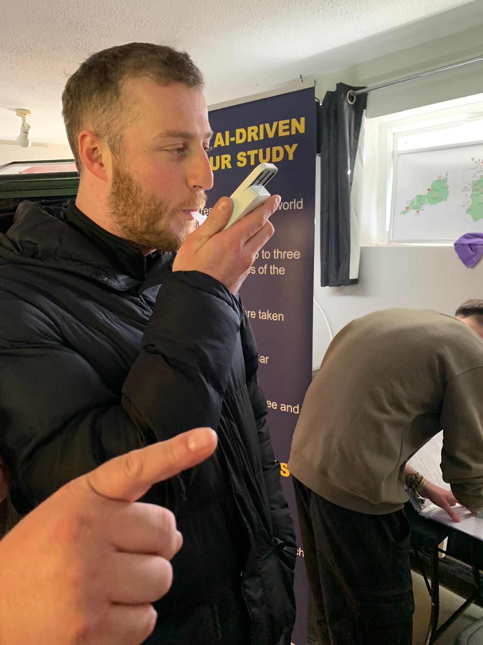 Participant providing breathalyser sample during GangoBar validation study